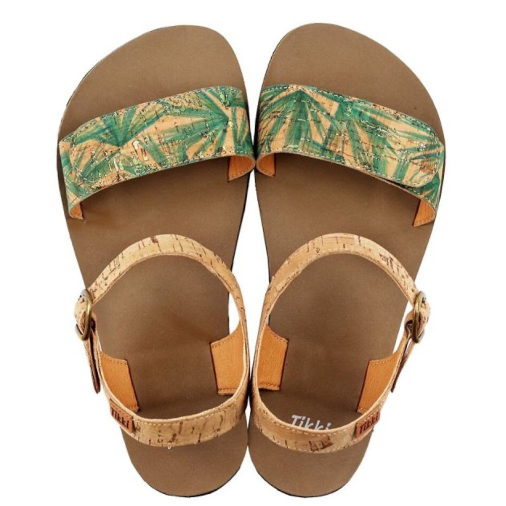 Tikki vibe barefoot Green and Tan Sandals